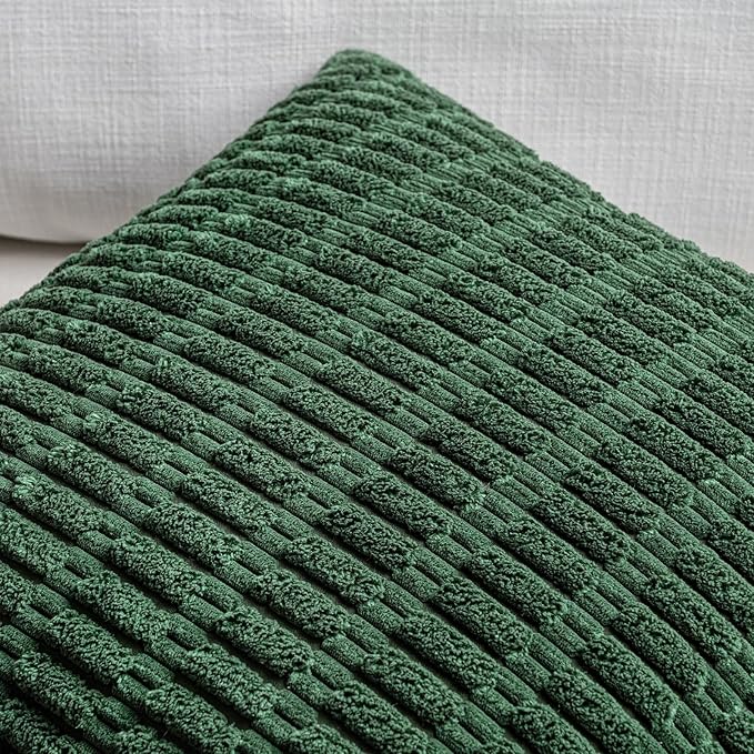 Fancy Homi 4 Packs Decorative Throw Pillow Covers for Living Room Couch Bed, Modern Farmhouse Boho Home Décor Accent Cushion Case, 18" x 18", Forest Green