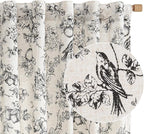 jinchan Linen Floral Curtains for Living Room 84 Inch Length Black Printed Flower Light Filtering French Country Curtain Farmhouse Cottage Core Toile Curtains Back Tab Window Drapes Set 2 Panels