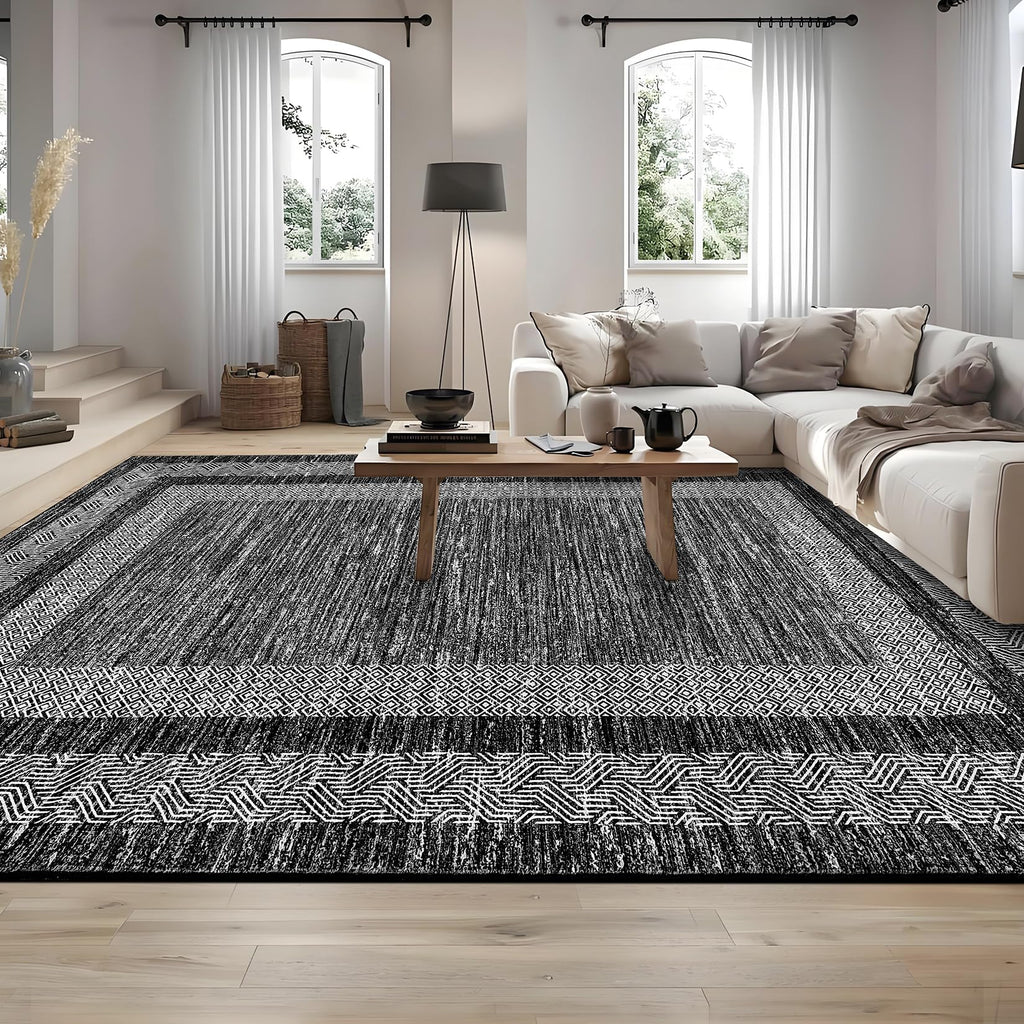 GarveeHome 10x13 Large Washable Geometric Area Rug Non Slip Non Shedding Floor Carpet