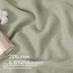 LAMIT Sage Grey Linen Curtains 90 Inch for Living Room, Semi Sheer Panels