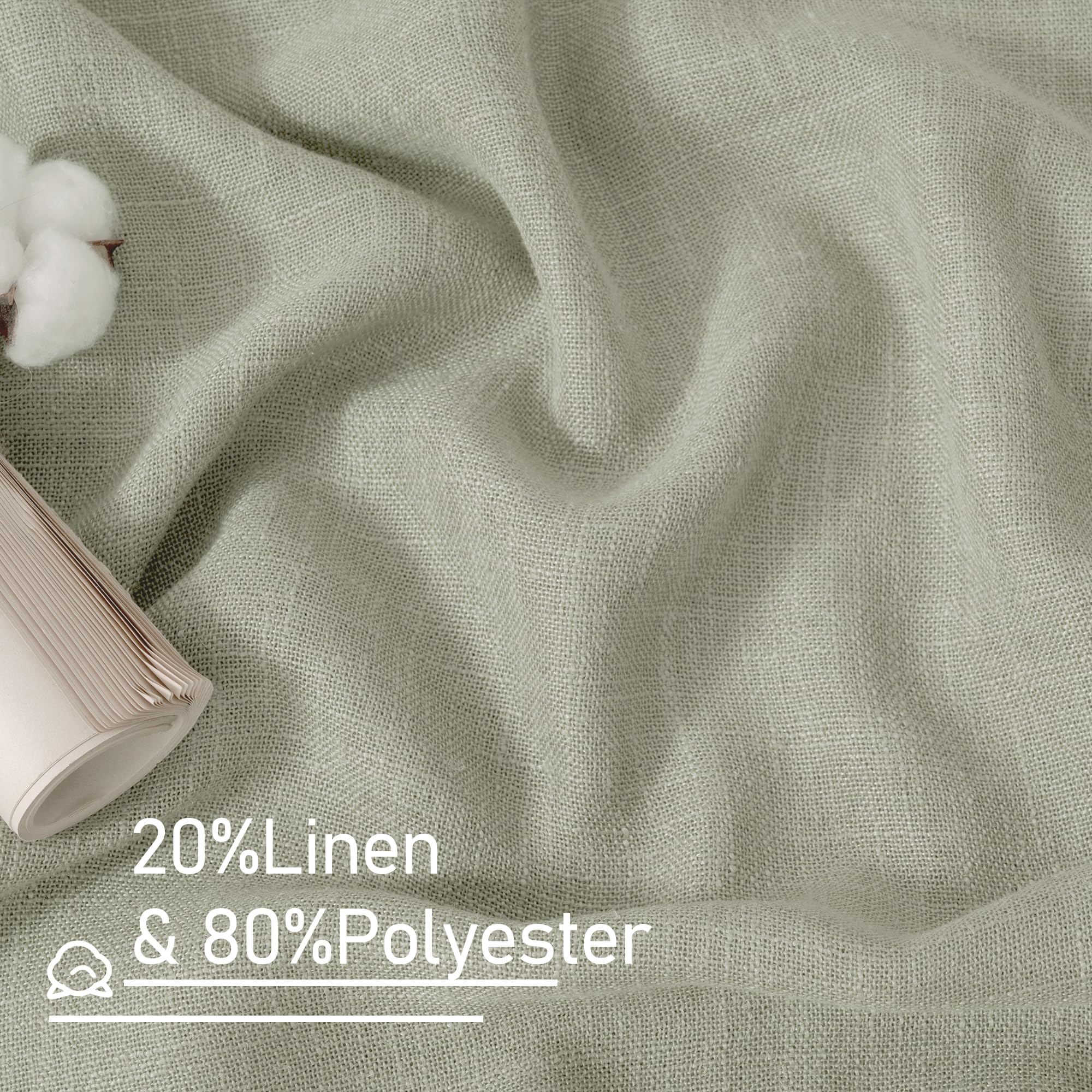 LAMIT 45 Inch Length Linen Curtains for Small Window Bedroom, 34 x 45 Inch