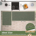 BEQHAUSE Kitchen Rugs and Mats 2PCS, Non-Slip Kitchen Mats for Floor, Absorbent and Stain Resistant Kitchen Runner, Machine Washable Rugs for Kitchen, Laundry & Sink, 24"x36"+24"x60", Green