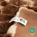 Cozy Bliss Faux Fur Throw Blanket for Bed Queen Size, Fuzzy Soft Plush Thick Bubble Blanket for Bedroom Living Room, 90x90 Inches Tie-dye Brown