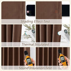 Guken 100% Blackout Curtains 90 Inch Length 2 Panels Set for Living Room Bedroom Back Tab Thermal Insulated Black Out Linen Drapes Room Darkening Window Curtains 90 Inches Long,Rustic Brown