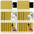 Guken 100% Blackout Curtains 108 Inch Length 2 Panels Set for Living Room Bedroom Back Tab Thermal Insulated Black Out Linen Drapes Room Darkening Celery Yellow,52x108