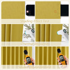 Guken 100% Blackout Curtains 84 Inch Length 2 Panels Set for Living Room Bedroom Back Tab Thermal Insulated Black Out Linen Drapes Room Darkening Celery Yellow,52x84