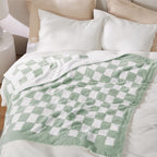 Bedsure GentleSoft Checkered Twin Blanket for Couch - Super Soft Cozy & Warm Knit Throw Blanket, Breathable, Lightweight & Fluffy Plaid Blanket for Bed, Sofa, Gifts for Women Men, Green, 60x80 Inches