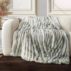 Ultra Soft Cozy Faux Fur Throw Blanket, Fuzzy Plush Thick Fur Blanket, Oversize Luxury Fluffy Blanket for Couch, Sofa, Bedroom, and Living Room,50x60 Inches,Double Sided Tie-Dye Light Grey