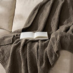 EVERGRACEHOME Modern Checkered Chenille Throw Blanket, Soft Cozy Plaid Knitted Blanket for Sofa & Couch, Decorative Knit Throw for Bed and Living Room, Mocha Brown, 60" x 80"