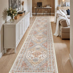 Restydon Washable Runner Rug 2.5x14, Long Kitchen Rugs Non-Slip, Orange