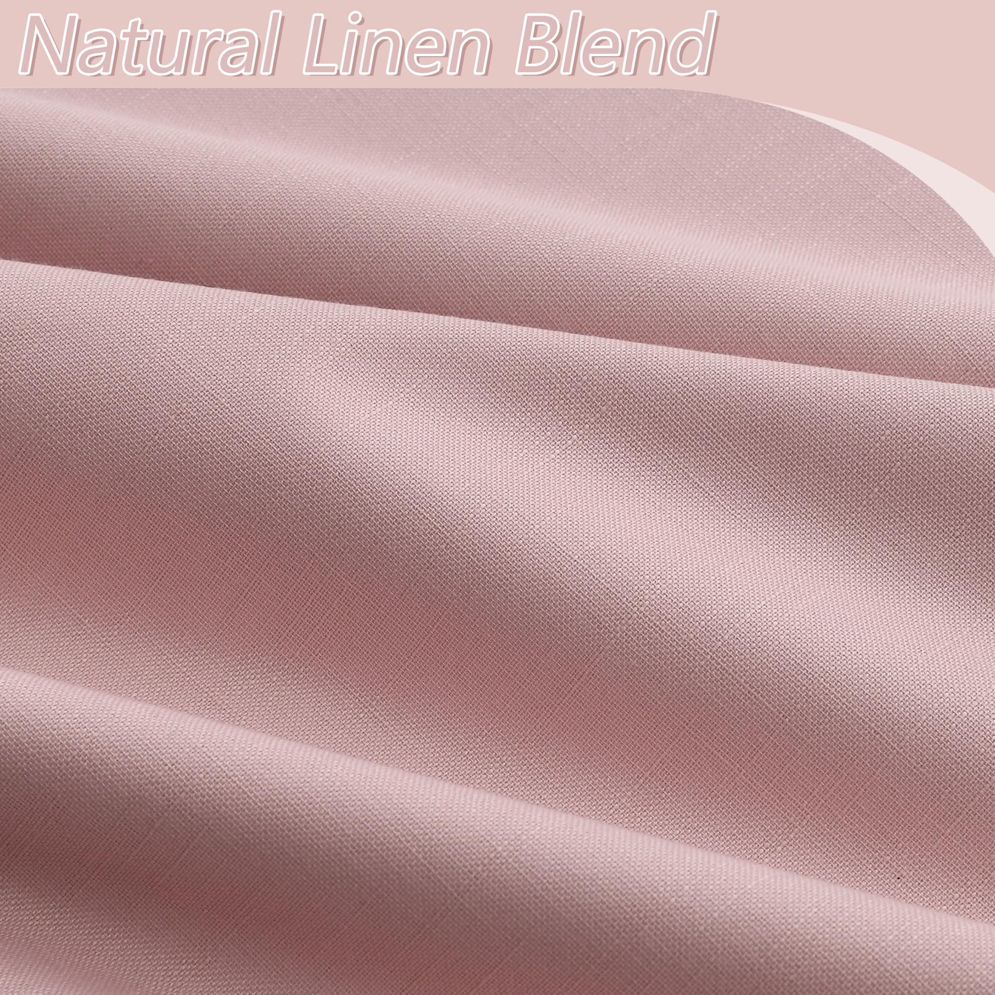 Guken Pink 100% Blackout Linen Curtains 120 Inch 2 Panels Set for Girl's Bedroom, Living Room, Nursery, Back Tab/Rod Pocket Thermal Insulated Black Out Drapes Farmhouse for Bedroom Window Curtains