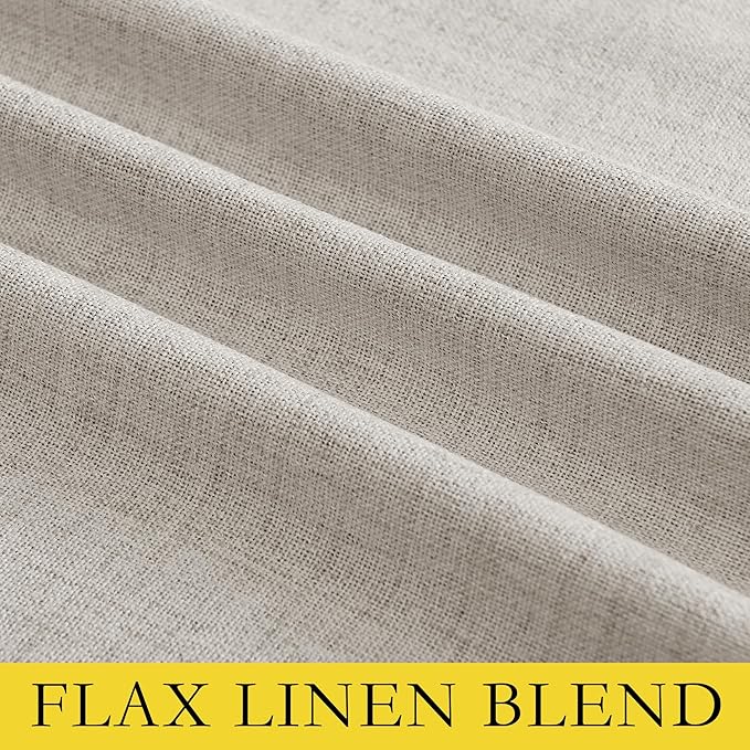 NICETOWN Brich Vintage Open Linen Weave Flax Thermal Curtains, 100% Blackout Curtains 95" Long for Dining Room, Soundproof Window Treatment Drapes for Home Office, 62" Wide Per Panel, Set of 2