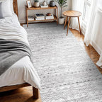 4x10 Washable Hallway Runner Rug：Moroccan Non-Slip Wide Runners for Entryway Kitchen Soft Modern Geometric Low-Pile Rugs for Living Room Thin Waterproof Carpet for Bedroom Bathroom Laundry(Grey,4x10)