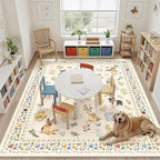 Soalmost Dog 9x12 Area Rugs for Living Room, Washable Animal Soft Rug Beige