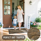 Yimobra Welcome Mat Outdoor Indoor 29.5x17, All-Weather Waterproof Outdoor Mats for Front Door, Non-Slip Low Profile Porch Patio Doormat, Coffee