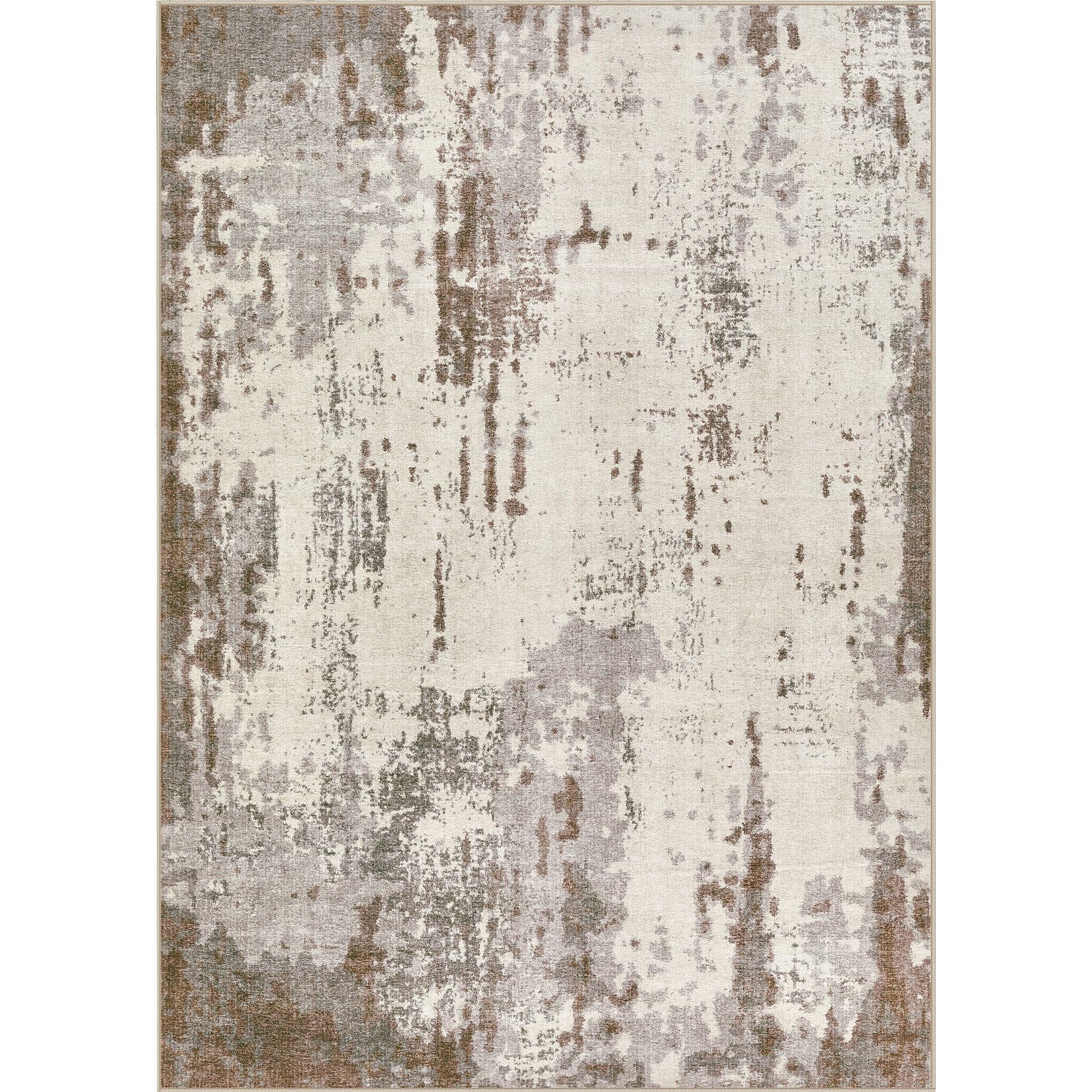 UERMEI 10x14 Washable Area Rug - Neutral Modern Abstract Living Room Rugs, Non-Slip Soft Large Indoor Floor Carpet for Bedroom Home Office & Under Dining Table Decor, Brown/Grey/Beige