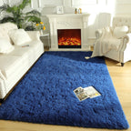 LOCHAS Area Rugs Fluffy Living Room Carpet for Kids Bedroom 3x5, Light Navy
