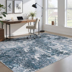 Area Rugs 6x9 for Living Room: Washable Rug Modern Abstract Neutral Soft Non-Slip Low-Pile Indoor Carpet for Bedroom Dining Room Playroom Home Office (Blue Grey, 6'x9')
