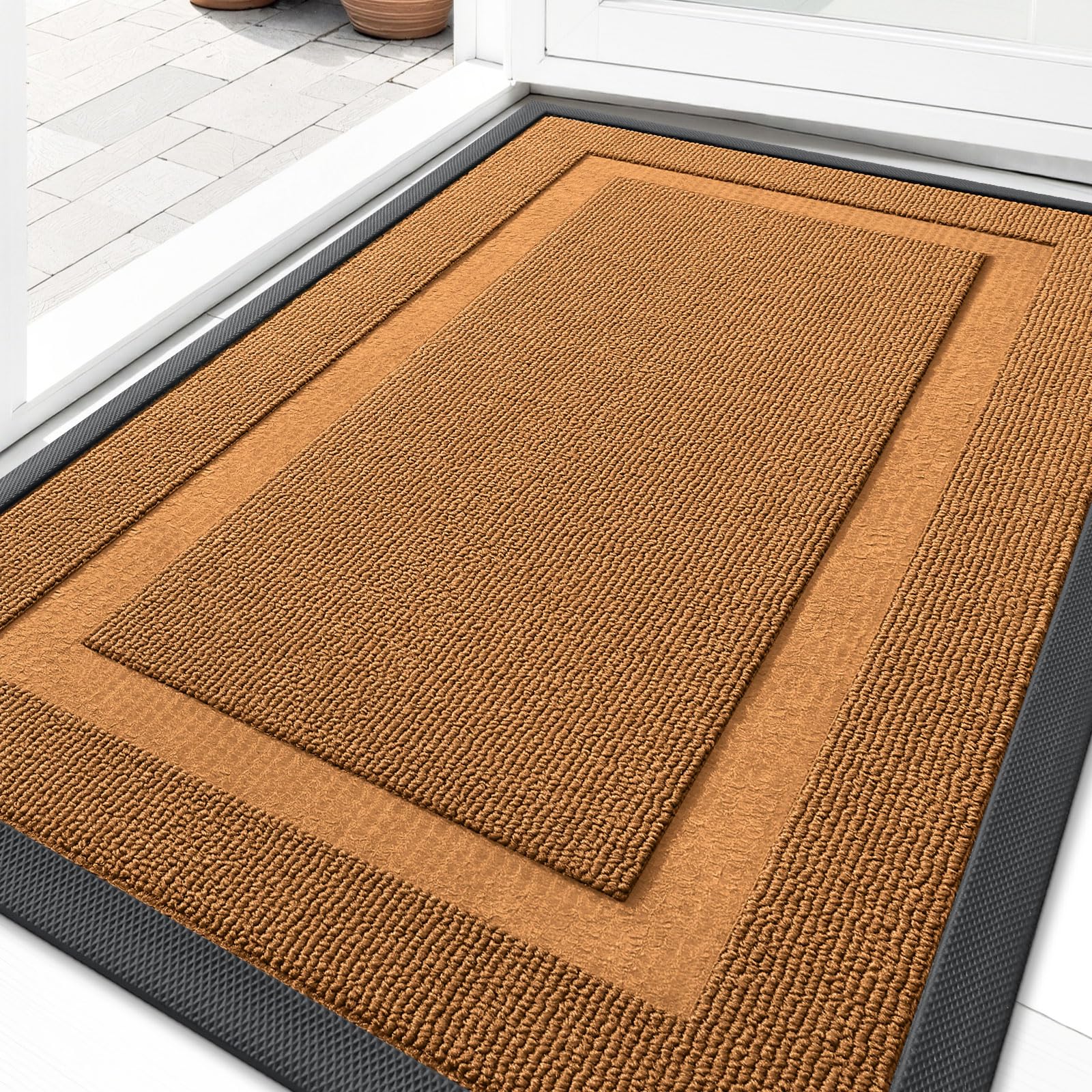 OLANLY Front Door Mat Outside 35x23, All-Season Heavy-Duty Rubber Doormat