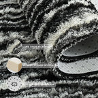 Tepook Soft Fluffy Rugs for Living Room, 5x8 Shaggy Area Rug for Bedroom, Modern Shag Rug Fuzzy Carpets for Kids, Plush Indoor Nursery Home Decor Rug with Non-Slip Bottom, Black White
