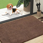 OLANLY Dog Door Mat for Muddy Paws 47x32, Absorbs Moisture and Dirt, Absorbent Non-Slip Washable Doormat, Quick Dry Chenille Mud Mat for Dogs, Entry Indoor Entryway Carpet for Inside Floor, Mocha