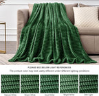 BEDELITE 3D Ribbed Dark Green Fleece Throw Blanket for Couch, 50x60 Inch