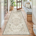 Madane Kitchen Runner 2'6''x8' Soft Rug Runners for Hallways, Ivory/Brown