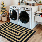 Modern Outdoor Rug - 28" x 43" Front Door Mat Indoor Outside Entrance Non-Slip Washable Outdoor Mat Black Tan Geometric Rug for Entryway Kitchen Bedroom Layered Doormat for Front Porch