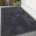 Smiry Front Door Mat Outside Entrance, Low Profile Rubber Doormat, 47x32