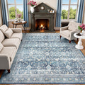8x10 Area Rugs for Living Room Blue Washable Non-Slip Large Carpet