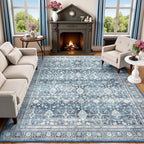 8x10 Area Rugs for Living Room Blue Washable Non-Slip Large Carpet