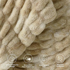 Ultra Soft Cozy Faux Fur Throw Blanket, Fuzzy Plush Thick Bubble Blanket, Oversize Luxury Fluffy Blanket for Couch, Sofa, Bedroom, and Living Room,50x60 Inches,Double Sided Tie-Dye Camel