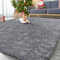 OLANLY 6x7 Area Rugs for Living Room Bedroom, Machine Washable Soft Fluffy Shaggy Bedside Rug, Indoor Floor Carpet for Kids Girls and Boys, Dorms, Nursery Rooms, Home Decor Aesthetic, Light Grey