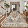Madane 4x10 Wide Hallway Runner Rug Washable for Living Room, Turmeric/Grey