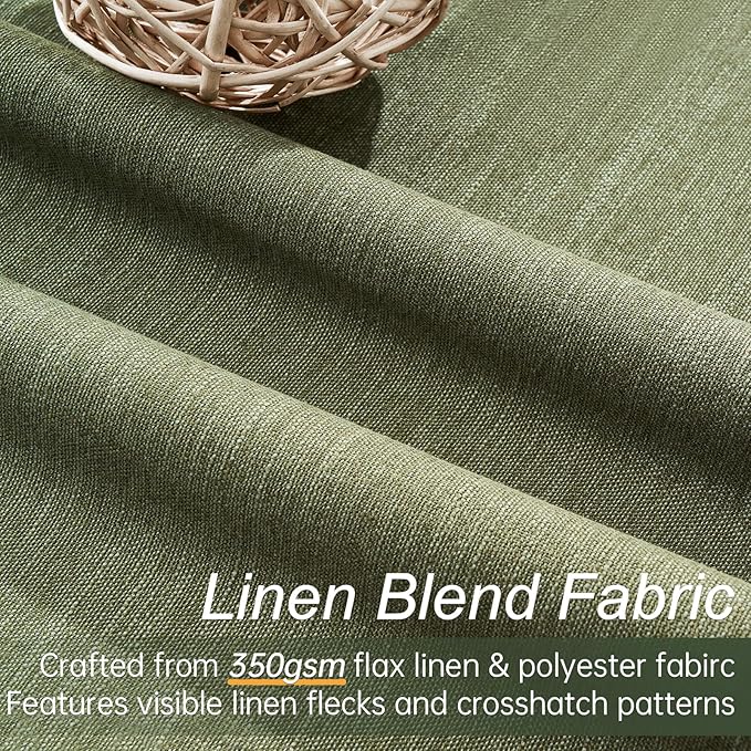 Topfinel 100 Inch Long Black Out Custom Curtains, Olive Green Pleated Window Coverings, Nursery Winter Boho Farmhouse Heat Sound Block Back Tab Curtains for Sliding Door Bay Window