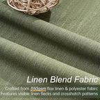 Green Blackout Curtains 95 Inches Long 2 Panels Set Room Darkening Vintage Farmhouse Country Linen Curtain Drapes for Bedroom Heavy Duty Thick Soundproof Viral Pleated Drapes(W52 x L95 Olive)