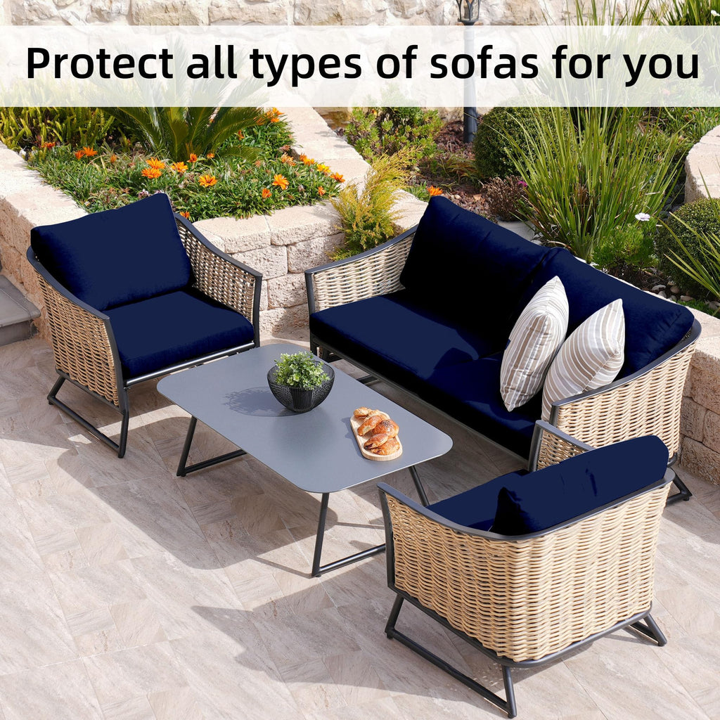 8 Piece Outdoor Cushion Covers, Patio Sofa Cushion Covers, Stretch Fit