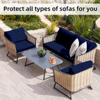 8 Piece Outdoor Cushion Covers, Patio Sofa Cushion Covers, Stretch Fit