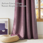 NICETOWN Faux Linen Greyish Purple Blackout Curtains 84 inches Long for Living Room - Privacy Panels for Bedroom, Modern Farmhouse Style Easy Care Grommet Top, 2 Panels, W52 by L84