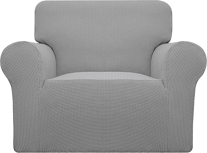 Easy-Going Stretch Oversized Chair Slipcover with Arm Washable Light Gray