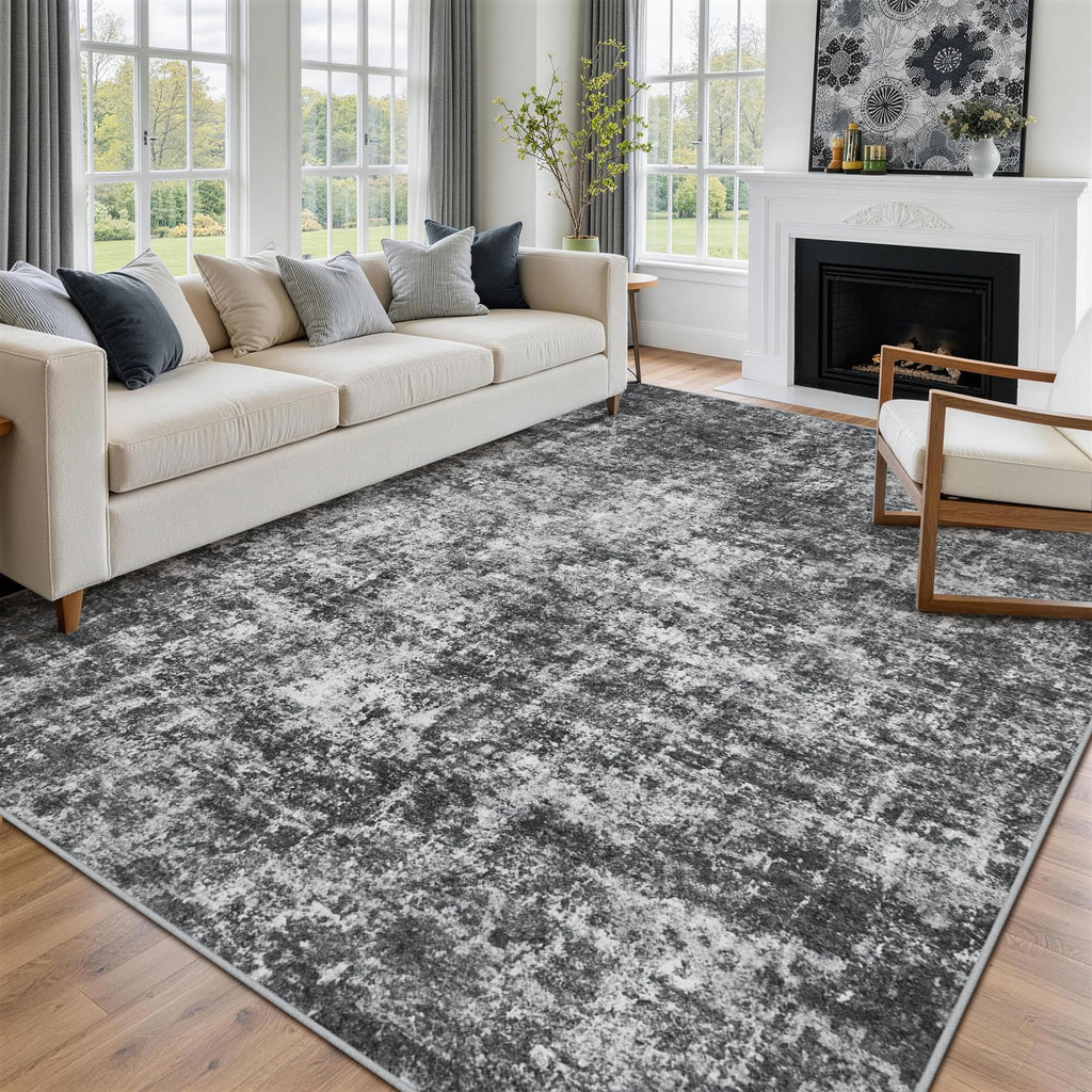 9x12 Area Rugs for Living Room Washable Bedroom Dining Room Black Grey