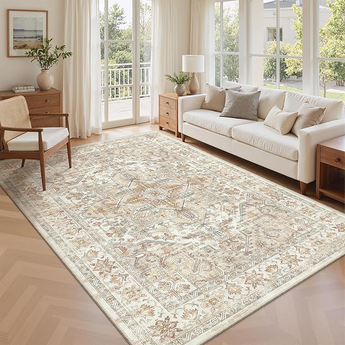 zesthome 5x7 Area Rugs for Living Room,Large Washable Rug,Orange
