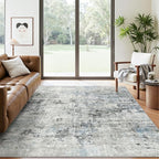 Abstract Rug 5x7 Machine Washable Area Indoor Grey Low Pile Non-Slip Foldable Thin Accent Rugs for Bedroom Living Room Dining Room