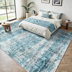 LEPEII 8x10 Area Rugs, Machine Washable Low Pile Rugs for Living Room, Modern Abstract Area Rugs for Bedroom, Large Area Rug with Non-Slip Backing for Dining Room-Blue