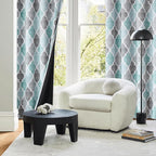 Beauoop 100% Blackout Curtains 72 Inches Long 2 Panels for Bedroom Living Room Aqua Grey Moroccan Geo Room Darkening Thermal Insulated Soundproof Grommet Top Window Treatments Drapes, 50x72 Set of 2