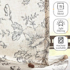jinchan Pinch Pleated Curtains Floral Linen Blend Curtains for Living Room 96 Inches Length Black Peony Flower Printed Curtain Rod Pocket Back Tab Farmhouse Pinch Pleat Drapes with Hooks Set 2 Panels