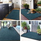 Mibao Front Door Mat, Dirt Trapper Welcome Mat for Outdoor Indoor, Non-Slip Waterproof Doormat, Durable Machine Washable Low Profile Entry Rug for Back Door Outside Patio Porch, 48" x 36", Blue