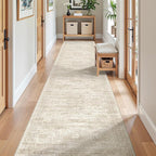 Long Hallway Runner Rug- Carpet Runners for Hallway 12ft, Anti Slip Backing Washable Rug Runner for Bathroom, Entrance, Living Room, Soft Low Pile Modern Rug Runner(2'x12', Beige/Ivory)