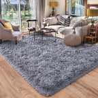 Quntue Rugs for Living Room 8x10, Soft Shaggy Modern Shag Area Rug for Bedroom, Upgrade Non-Slip Plush Fluffy Carpet for Kids Boys Girls Room Home Decor Aesthetic, Light Grey