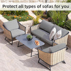 8Pcs Stretch Patio Cushion Covers,Outdoor Couch Covers Replacement,Outdoor Couch & Sofa Slipcovers,for Patio Furniture Cushion Covers,Washable Reusable Furniture Protector (Gray, Cover Only)
